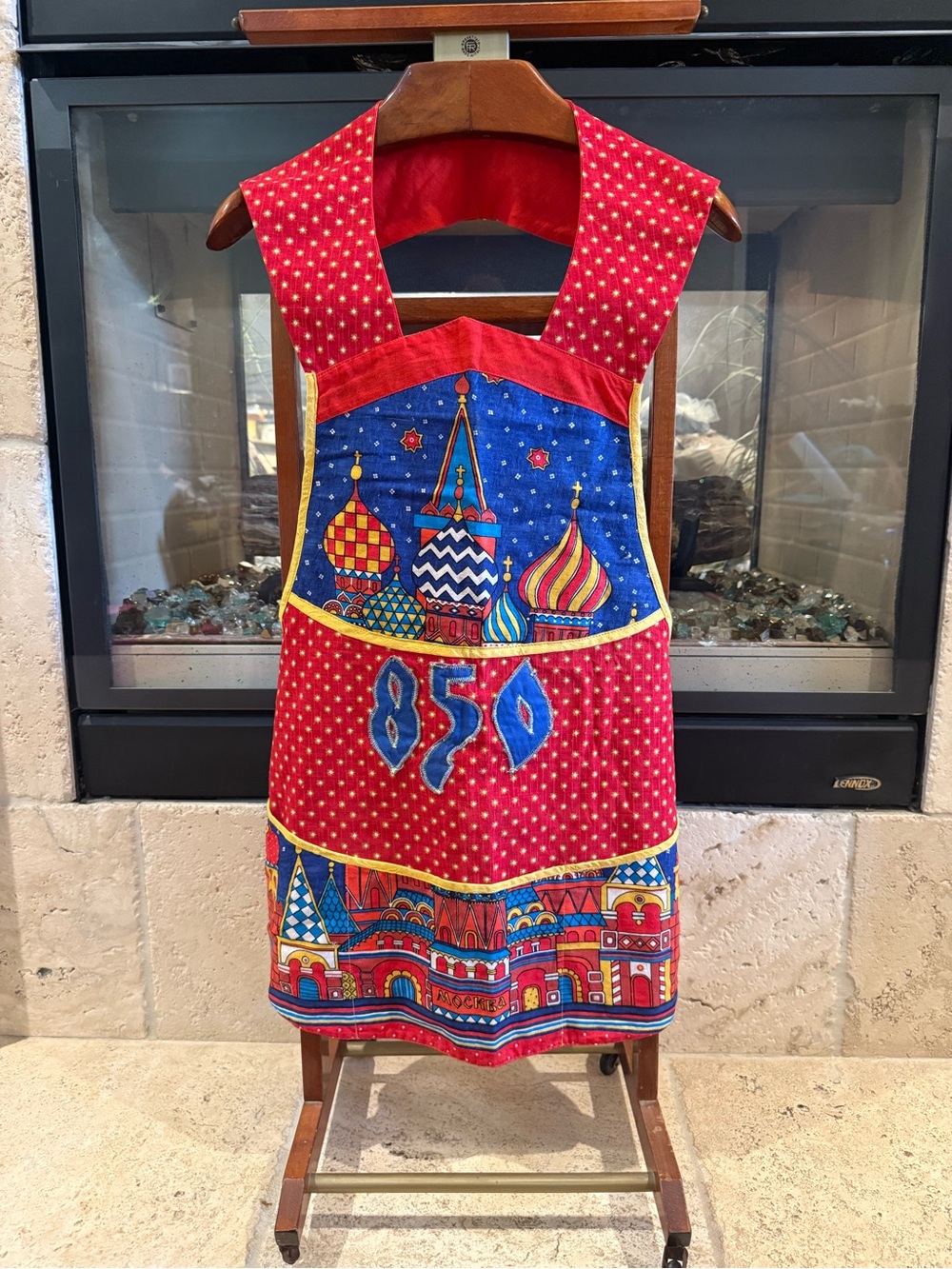 Vintage 1997 Moscow 850th Anniversary Apron - St. Basil's Cathedral & Kremlin
